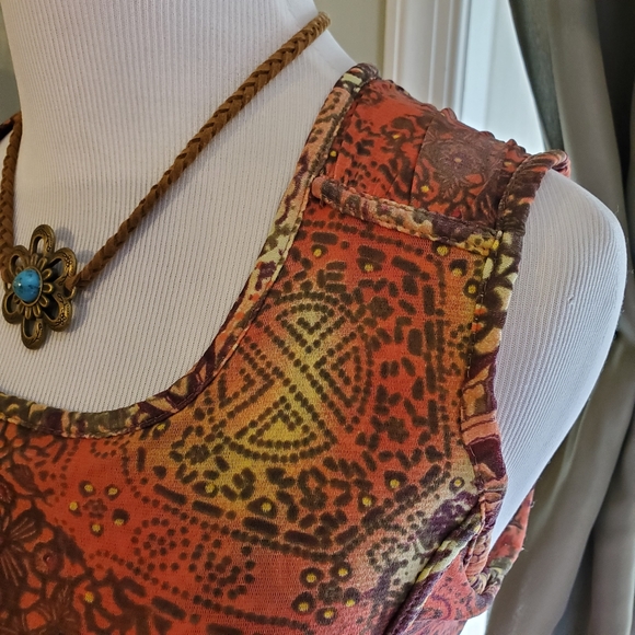 3/$20 Tribal | Inside-Out Ruched Patterned Tank - Picture 4 of 6